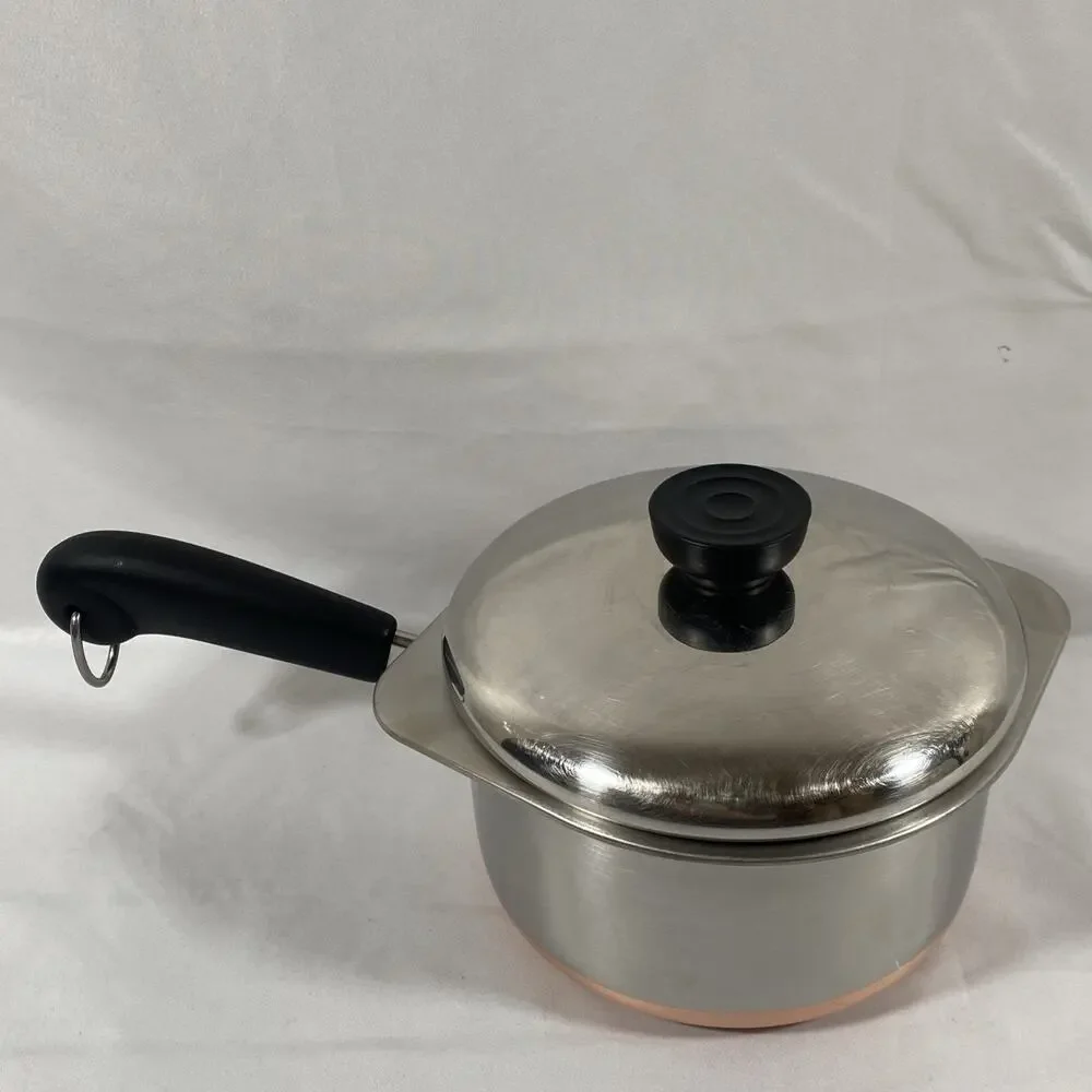 Revere Ware 1 1/2 Qt Copper Bottom Pot Lid Double Boiler Clinton 87 Stainless